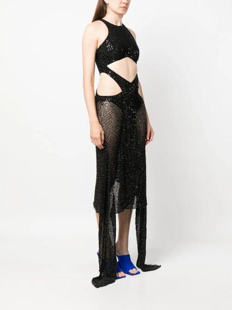 The Attico Magnolia sequin-embellished net dress - Black - zdjęcie produktu nr 2