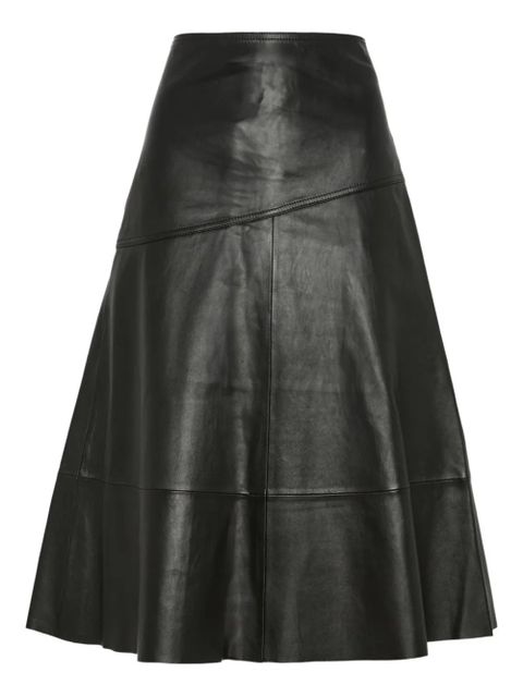 Yves Salomon flared leather midi skirt - Black - zdjęcie produktu nr 1