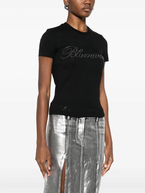 Blumarine rhinestone-logo T-shirt - Black