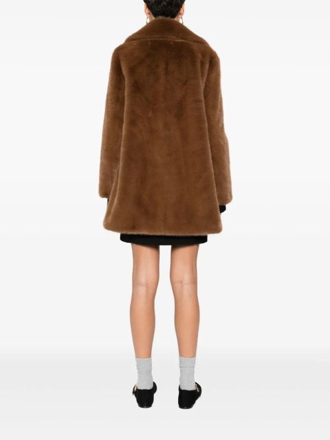 Maje faux-fur buttoned coat - Brown
