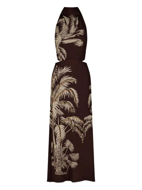 Johanna Ortiz halterneck palm-print maxi dress - Brown - zdjęcie produktu nr 1