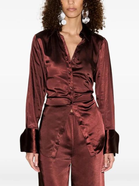 Simon Miller Loch open-back satin shirt - Brown