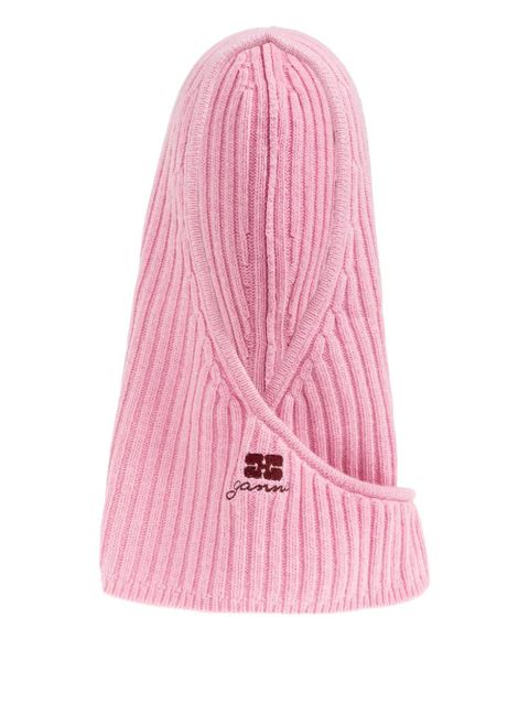 GANNI logo-embroidered knitted hat - Pink - zdjęcie produktu nr 1