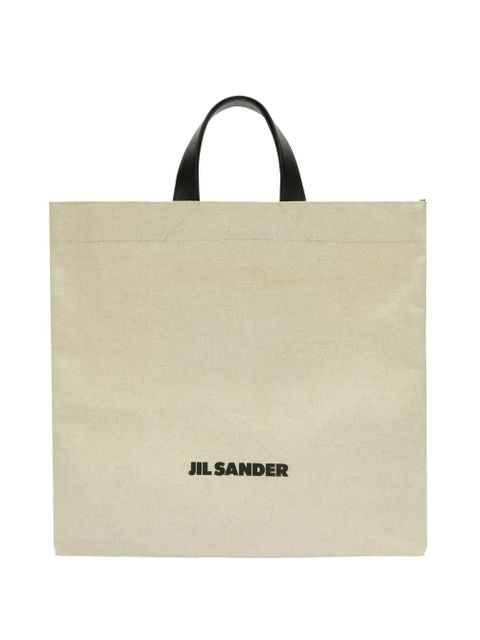 Jil Sander logo-print cotton tote bag - Neutrals - zdjęcie produktu nr 1