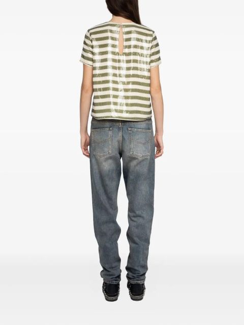 Zadig&Voltaire Tchao sequin stripe T-shirt - Green