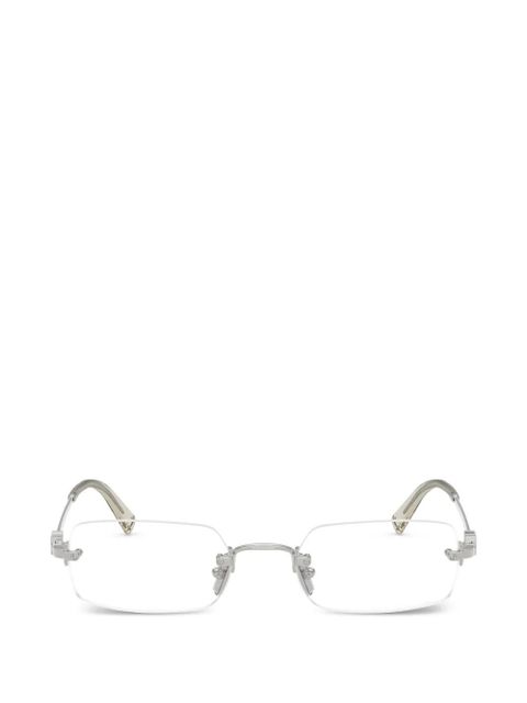 Miu Miu Eyewear rimless geometric-frame glasses - Silver - zdjęcie produktu nr 1