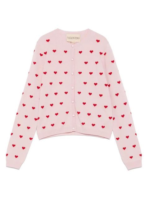 Valentino Garavani heart-pattern button cardigan - Pink - zdjęcie produktu nr 1
