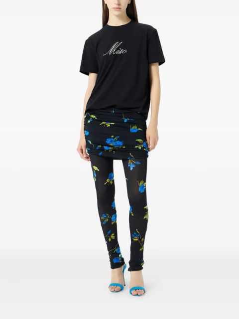 Blumarine floral-print gathered leggings - Blue