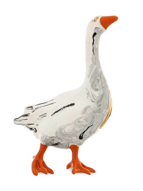 Moschino goose logo-embossed hair accessory - Gold