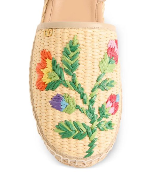 Valentino Garavani Bribri floral-embroidered espadrille - Neutrals