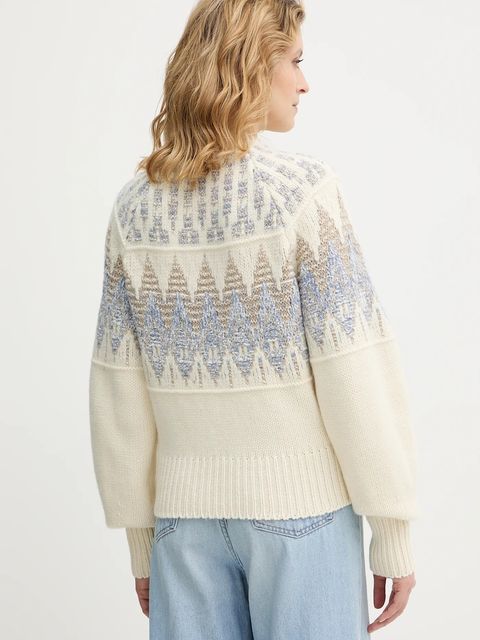 BOSS Orange sweter z dodatkiem wełny damski kolor beżowy 50551269 - zdjęcie produktu nr 2