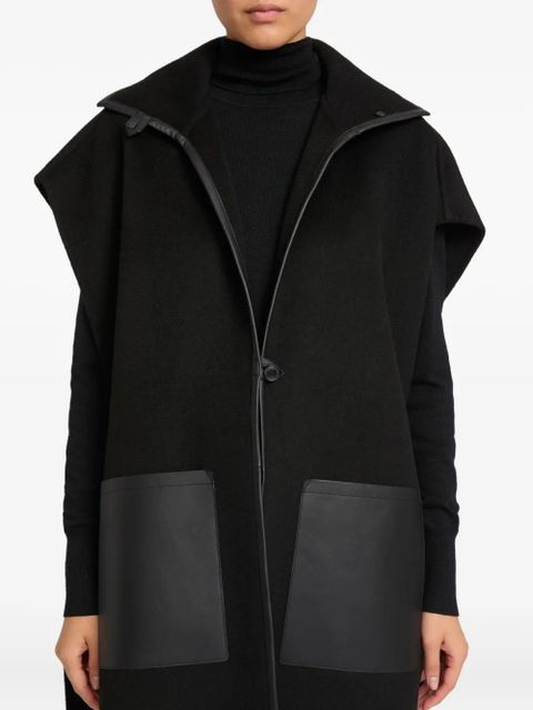 Yves Salomon double-sided leather-wool bib - Black