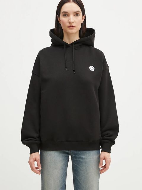 Kenzo bluza bawełniana Boke Flower 2.0 damska kolor czarny z kapturem z aplikacją FF52SW1754MB.99J