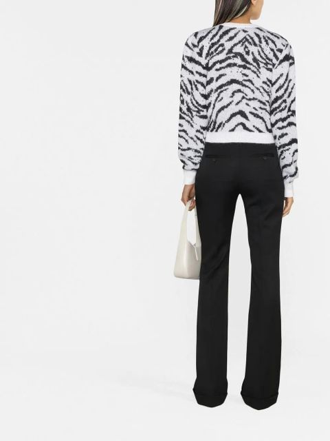 Alessandra Rich zebra intarsia knitted sweater - White