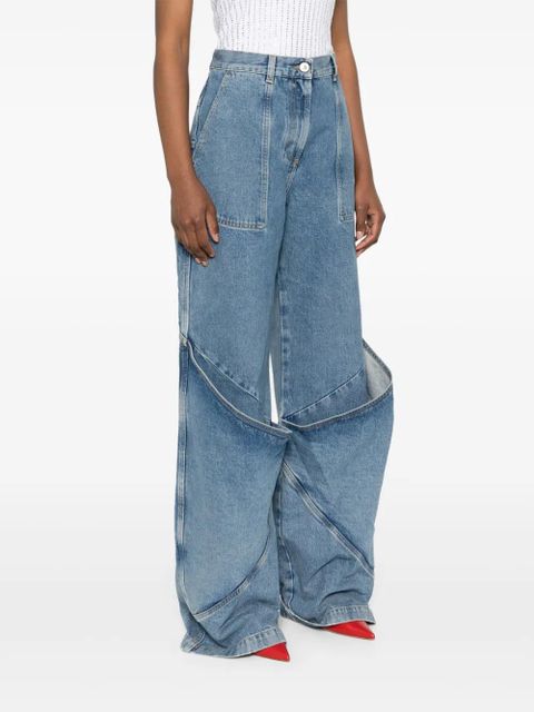 The Attico knee-detail wide-leg jeans - Blue