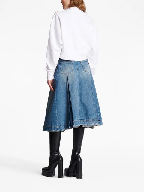 Balmain 3-Buttons logo-print cotton sweatshirt - White