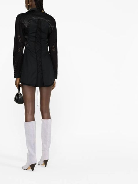 Marine Serre lace-detail shirt dress - Black