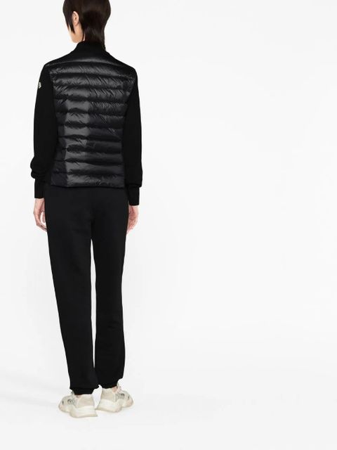 Moncler knitted-sleeve puffer jacket - Black