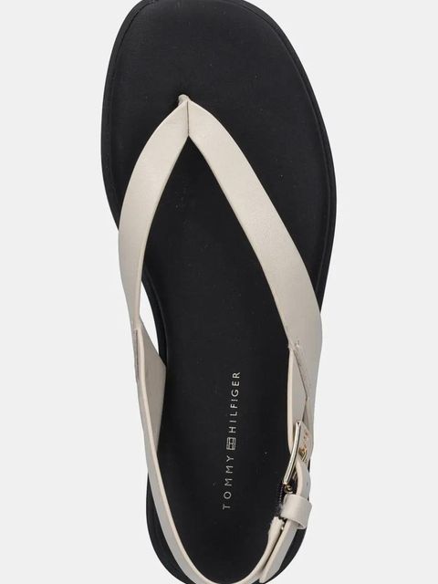 Tommy Hilfiger sandały skórzane COLOR BLOCK THONG FLAT SANDAL damskie kolor beżowy FW0FW08883
