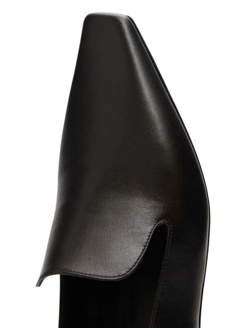 LouLou de Saison Carole Lds leather square-toe loafers - Black