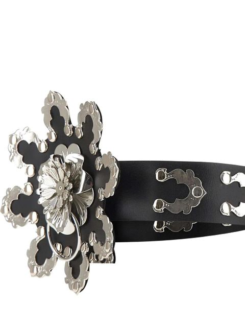 Blumarine flower-embellished leather belt - Black - zdjęcie produktu nr 2