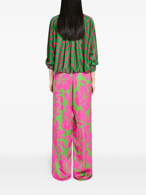 DRIES VAN NOTEN polka-dot wrap blouse - Green