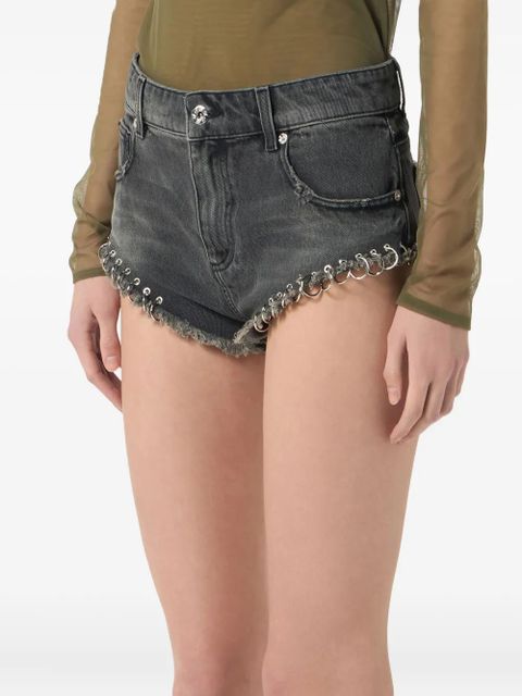 Blumarine eyelet-detail denim shorts - Grey