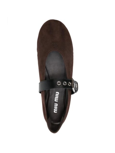 Miu Miu buckle-strap ballet flats - Brown