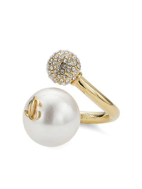 Jimmy Choo Auri logo-plaque cuff ring - Gold