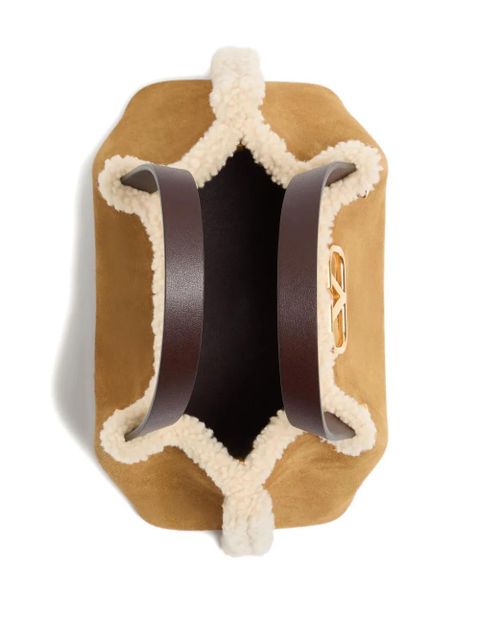 Valentino Garavani small VLogo Signature suede tote bag - Neutrals - zdjęcie produktu nr 2