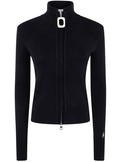 JW Anderson zip-up ribbed cardigan - Black - zdjęcie produktu nr 1