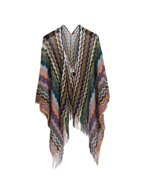 Missoni zigzag-pattern fringed poncho - Blue - zdjęcie produktu nr 1