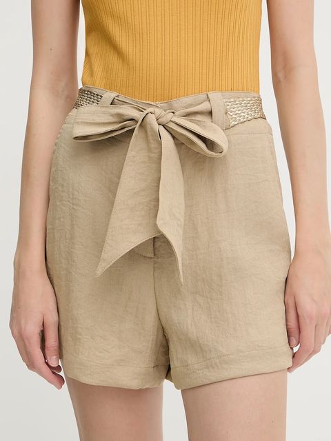 Morgan szorty damskie kolor beżowy gładkie high waist SHAVIK - zdjęcie produktu nr 1