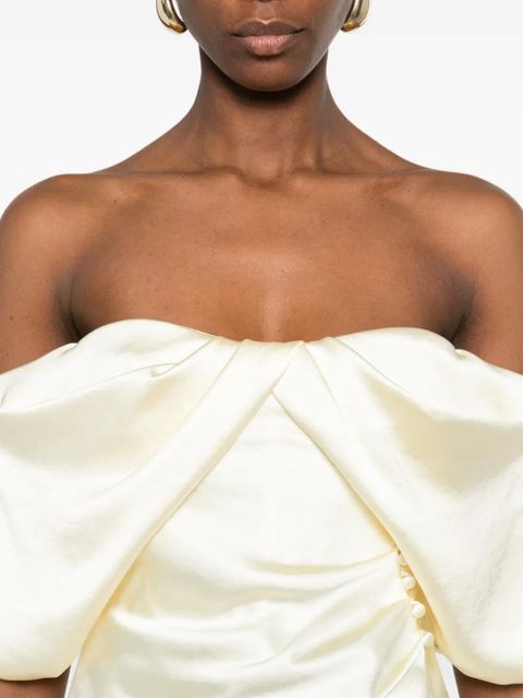 Alexander McQueen draped off-the-shoulder top - Yellow