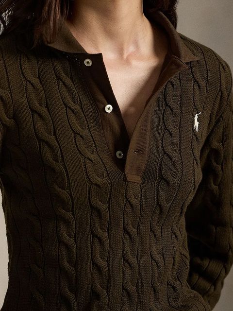 Polo Ralph Lauren sweter bawełniany damskie kolor brązowy lekki 211959100