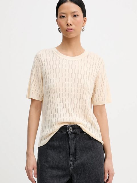 Patrizia Pepe sweter z dodatkiem wełny damski kolor beżowy lekki 8K0377 K307 - zdjęcie produktu nr 1