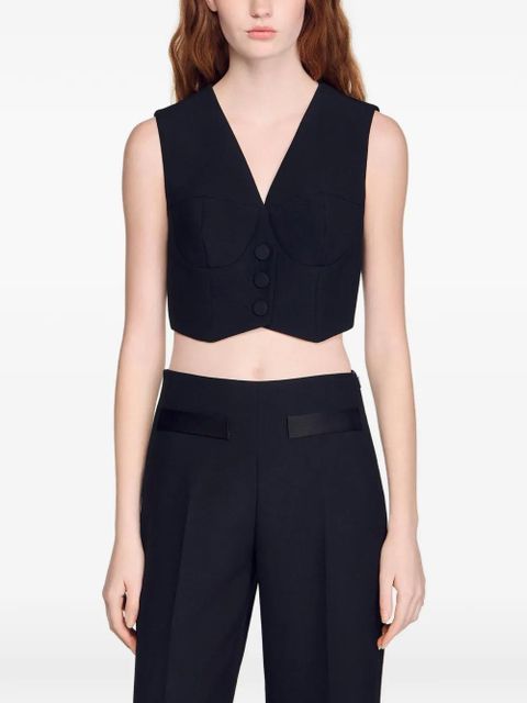 SANDRO corset V-neck waistcoat - Black