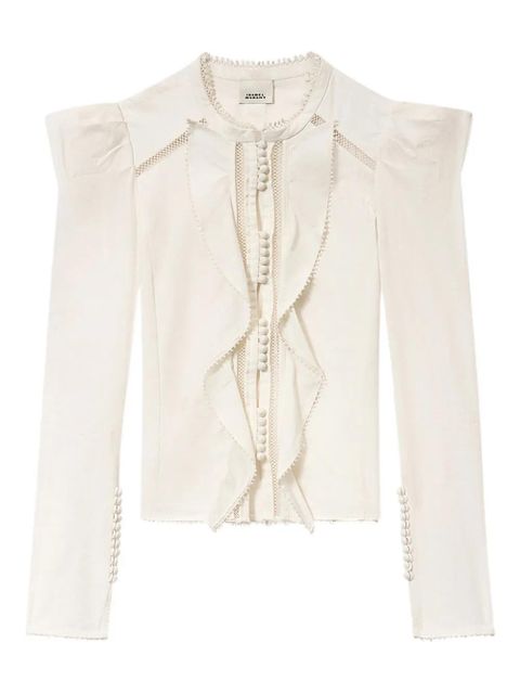 ISABEL MARANT Calina ruffled button blouse - White - zdjęcie produktu nr 1