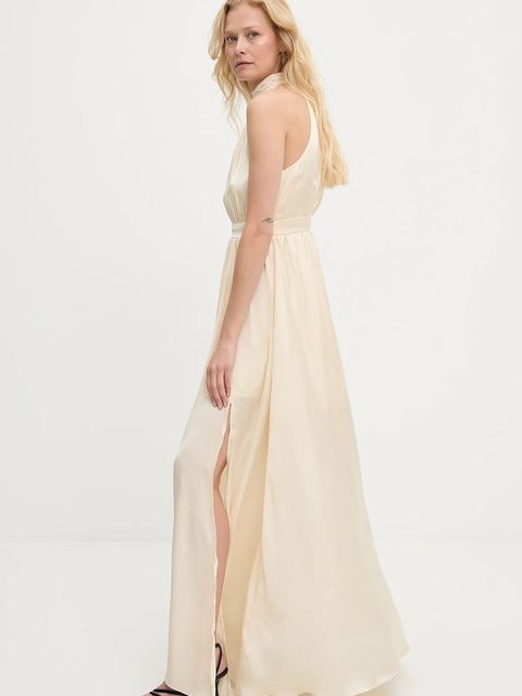 Answear.LAB sukienka kolor beżowy maxi rozkloszowana