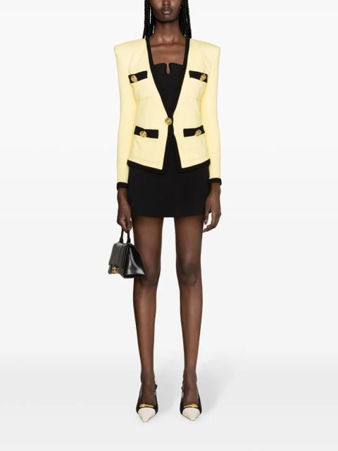 Balmain collarless crepe blazer - Yellow