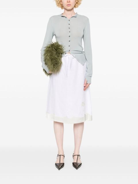 Prada embroidered linen skirt - White