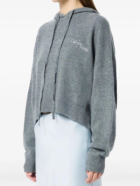 Blumarine crystal-embellished hoodie - Grey
