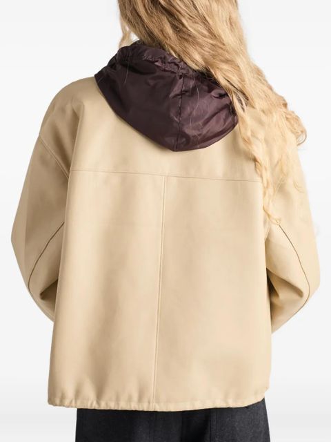 Prada triangle-logo leather jacket - Neutrals