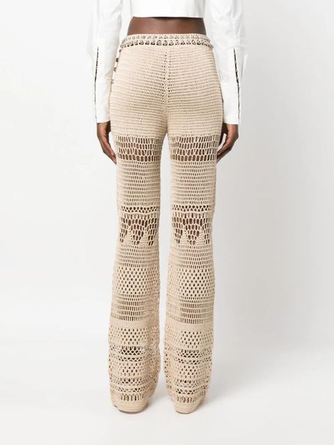 Rabanne high-waisted knitted trousers - Neutrals