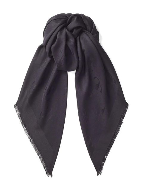 Jimmy Choo Emani monogram-jacquard silk-blend scarf - Black