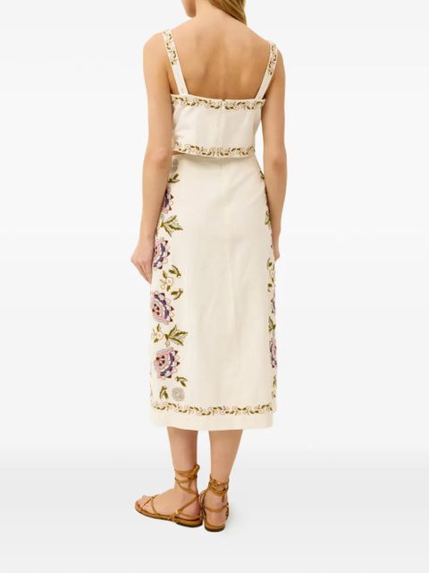 Marie Oliver Meara floral-print slit skirt - Neutrals