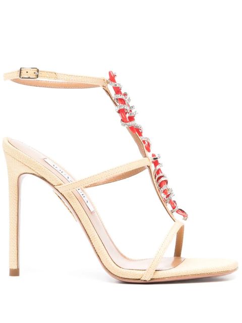 Aquazzura Capri Crush 105mm raffia sandals - Neutrals - zdjęcie produktu nr 1