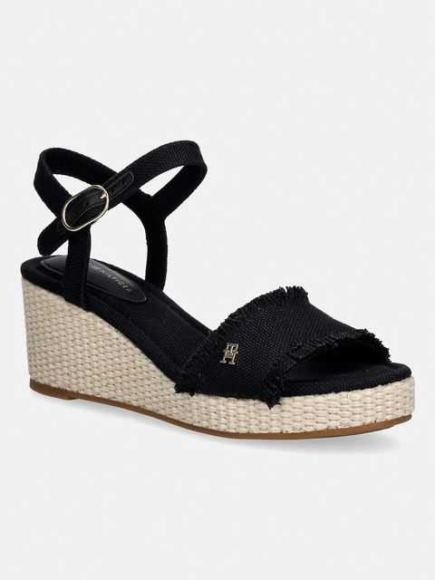 Tommy Hilfiger sandały na koturnie MID WOVEN WEDGE ESPAD FRINGE - zdjęcie produktu nr 1