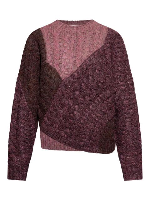 MARANT ÉTOILE cable-knit patchwork sweater - Pink - zdjęcie produktu nr 1