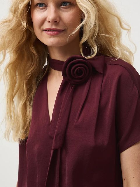 Medicine bluzka damska kolor bordowy gładka